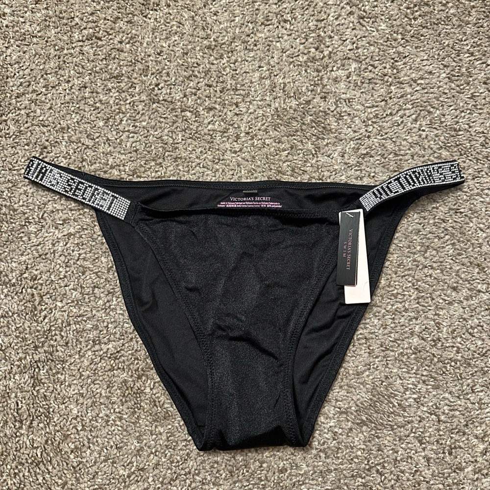 Victoria's Secret Black Bikini Bottom with Sparkling Logo